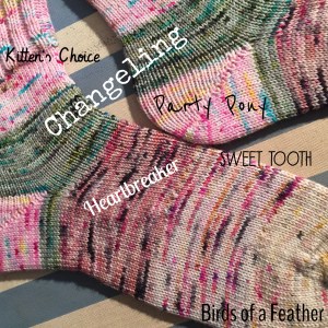 Lamby Toes socks knit for my mother out of yarn her late-friend had purchased from me. 